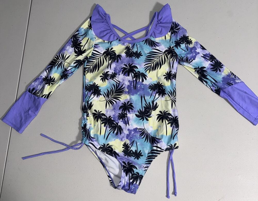 Grace Girls 10Y Swimsuit Ruffle Tropical Summer Beach Pool Travel One Piece